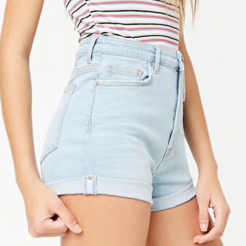 High Waisted Light Denim Shorts | Forever 21